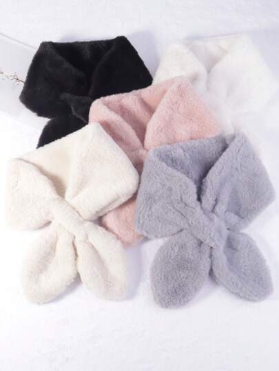 1 件儿童仿兔毛鱼尾款围巾保暖脖套，适合日常使用