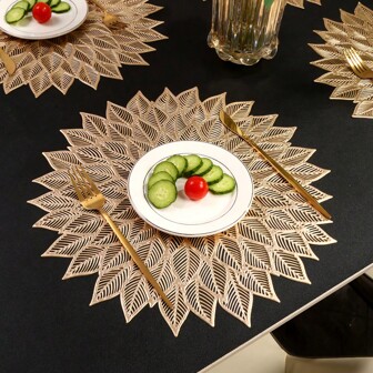2pcs/4pcs/6pcs Leaf Shaped Heat Insulation Dining Table Placemat & Coasters Set, Heat Resistant Non-Slip Kitchen Table Mats, Asymmetrical Dining Table Pad For Hotel And Restaurant Decoration