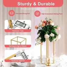 HOHOBLA LOYALHEARTDY-BTG 10 Pcs Gold Wedding Flower Centerpiece, Metal Flower Holder Flower Arrangement, 24in/60cm Tall Geometric Centerpieces Vase For Table, Home Party Wedding Decorations Flower Rack[Best Gift For Family&Friends]