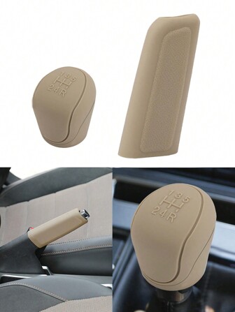2pcs Silicone Anti-Slip Gear Shift Knob Cover + Handbrake Cover Set For Car