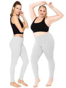 Women's Cotton Plus Size Leggings | Stretchy | X-Large - 7X - Màu xám thạch nam - Xem 3