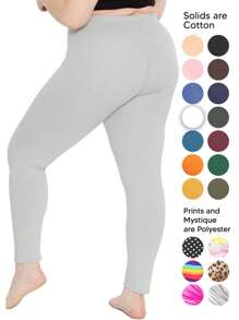 Women's Cotton Plus Size Leggings | Stretchy | X-Large - 7X - Màu xám thạch nam - Xem 2