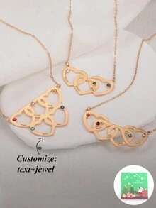 1 件定制英文名字雕刻诞生石镶嵌简约心形吊坠项链，独特的配套珠宝礼物，适合父亲节、母亲节、情人节、生日、周年纪念、朋友、毕业典礼、圣诞节、家人 - 綠色聖誕禮盒 - 查看 2