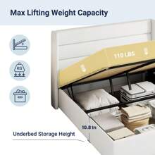 Allewie Lift Up Storage Bed With Modern Wingback Headboard, Hydraulic Storage, No Box Spring Needed, Full/Queen/King Size Bed Frame * Bed Frame Queen Queen Bed Frame Bed Frame Full Full Size Bed Frame King Size Bed Frame Twin Bed Frame Room Decor Home Decor Christmas Decor Bedroom Decor Valentine Day Decor Storage Living Room Decor Furniture House Decor - 白色 - 查看 8