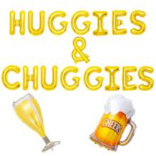 LaVenty Huggies And Chuggies Party Decorations Huggies And Chuggies Banner Sign Gender Reveal Party Diaper Party Decoration Brewing Decorations - Gold - View 1