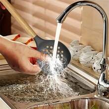 Bộ dụng cụ nấu ăn chống dính 12 món kèm xô và dụng cụ bằng silicon, bộ dụng cụ nhà bếp có tay cầm bằng gỗ - màu đen - Xem 5