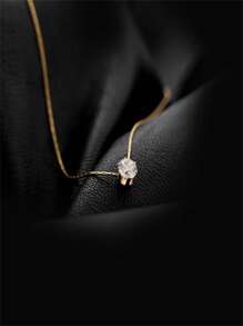 1 peça Elegante Delicado Colar com Corrente Dourada e Pedra de Zircônia Redonda, Adequado para Uso Casual durante todo o Ano por Mulheres e Meninas
