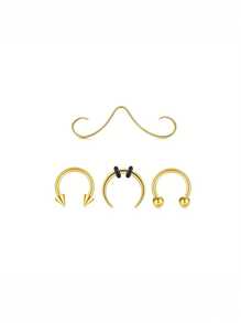 AVYRING 4Pcs Stainless Steel 16G Nose Rings For Women Hip Hop Punk Mustache Septum Fashion Non-Piercing Body Jewelry