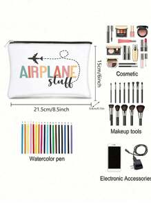 Bolsa de cosméticos de lona para viajes - Bolsa de viaje y organizador de equipaje para avión, bolsa de maquillaje no impermeable, sin olor, regalo perfecto para asistentes de vuelo, agentes de viajes y viajeros frecuentes, organizador de maquillaje, bolsa de almacenamiento de maquillaje, estuche de maquillaje pequeño, accesorios de viaje, bolsa de maquillaje, bolsa de maquillaje, artículos de viaje, suministros escolares