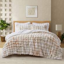 Super Soft Warm Fluffy Faux Rabbit Plush Comforter Antistatic Bed Blanket , Reversible Sherpa Berber Fleece Comforter Sets Faux Fur Comforter Plush Fuzzy Bed Set , Winter Warm Bedding Sets With 2 Pillow Cases, Queen Or King - 淺褐色 - 查看 2