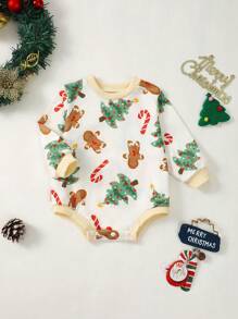 Nouveau-né bébé fille mignonne combinaison de Noël avec sapin de Noël coloré, ensemble de Noël pour bébé de 0 à 1 an