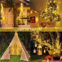 Solar Powered Fairy Lights Solar Rope Lights,Waterproof 99FT 300LED Outdoor Solar String Lights With 8 Lighting Modes For Party Garden Yard Home Holiday Tree Decoration, Pure White - 20m彩光 - 查看 10