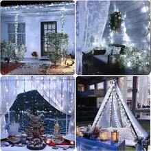 Solar Powered Fairy Lights Solar Rope Lights,Waterproof 99FT 300LED Outdoor Solar String Lights With 8 Lighting Modes For Party Garden Yard Home Holiday Tree Decoration, Pure White - 20m彩光 - 查看 2