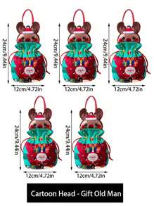 1 pieza/5 piezas/10 piezas Bolsas de regalo de Navidad, Bolsa de regalos de Papá Noel, Bolso de muñeco de nieve navideño, bolsas de Apple para regalo en Nochebuena, Empaque de frutas navideñas, Regalos para dulces, Recuerdos decorativos