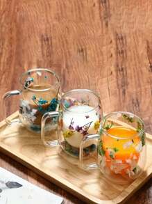 1 pieza Taza de vidrio de doble capa con gran capacidad para flores secas - Recipiente de vidrio hueco transparente para té y bebidas - Diseño floral único, elegante taza de vidrio de doble capa, apta para el hogar o regalos - transparente - Ver 11