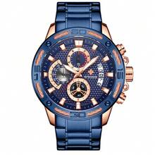 Relógios WWOOR para Homens, Marca de Top, Moda Luxuosa, Relógio Quartz de Aço Inoxidável Dourado, Impermeável, Esporte Cronógrafo - Dourado - Visão 8