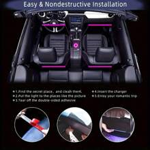 1pc Wireless Remote Control Car Ambient Lighting, Romantic Multi-Color Adjustable Interior Decor Light Strip, Easy Installation, Holiday Gift