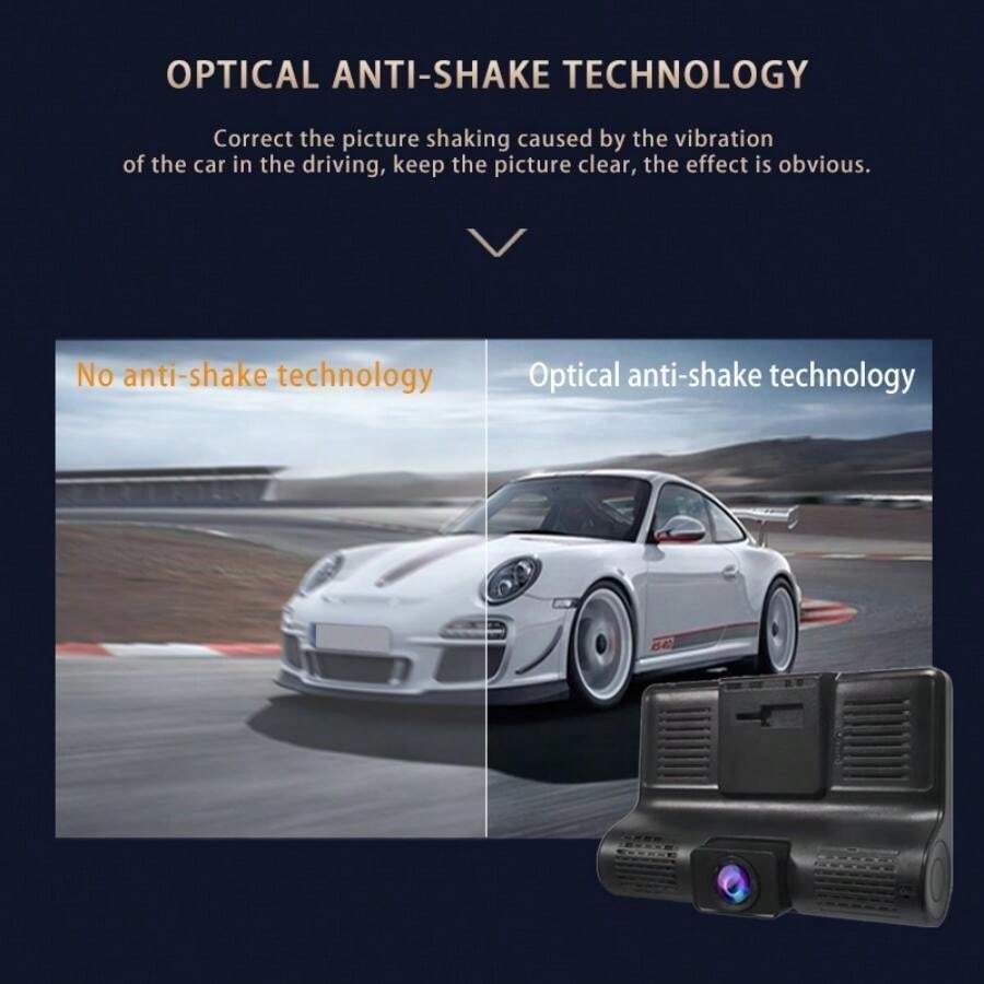 4Inch Large Screen TripleLens Car DVR Camera System Capture Front