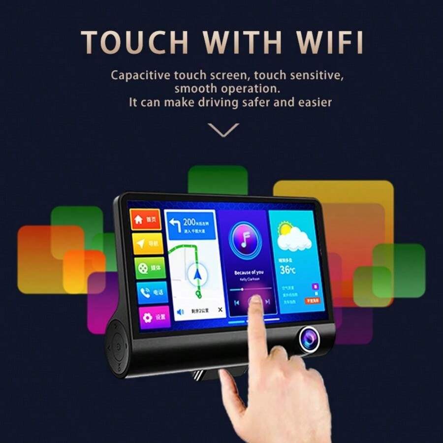 4Inch Large Screen TripleLens Car DVR Camera System Capture Front