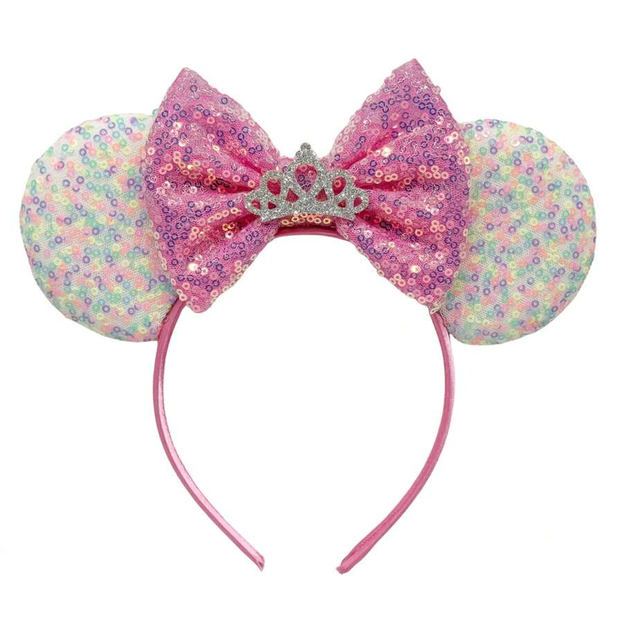 Colorful Sequin Bow Headband, Princess Crown Decor Hair Accessories, Party Costume Headband For Amusement Park,Hairband,Hair Hoop Headbands - Color - View 1