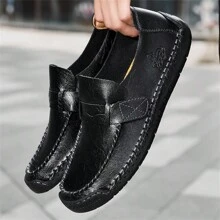 Bequeme Slip-On Lederschuhe, modisch britischer Stil Herrenleder Schuhe, atmungsaktive leichte Fahrschuhe