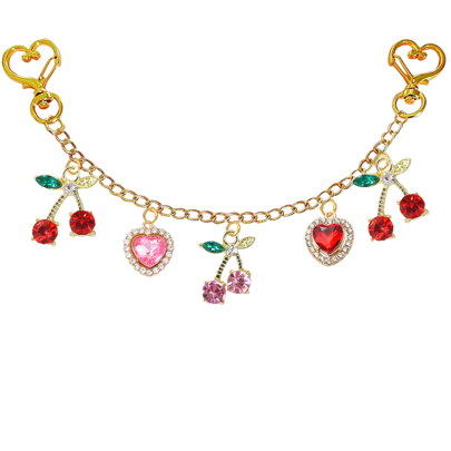 Rhinestone Heart & Cherry Bag Purse Chain Charm Heart & Cherry Purse Chain Charm Gold Decorative Bag Chain Charm Purse Extender Purse Chain Strap Replacement Bag Decoration Chain Charm Accessories For Women Shoulder Bag Tote Bag Underarm Bag Birthday & Festival Valentine's Day Christmas Gift