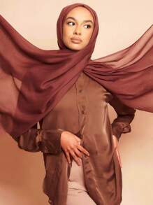 1pc Solid Color Breathable Soft Modal Muslim Hijab Scarf - Multicolor - View 16