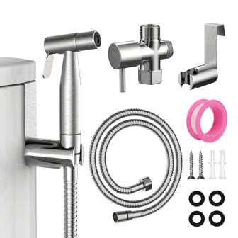 Handheld Bidet Sprayer For Toilet, Stainless Steel Bathroom Bidet Sprayer Set With Anti-Leaking Hose & 2 Water Pressure, Perfect For Feminine Wash, Cloth Diaper Cleaning, Baby Wash & Pets Shower, US/UK Standard