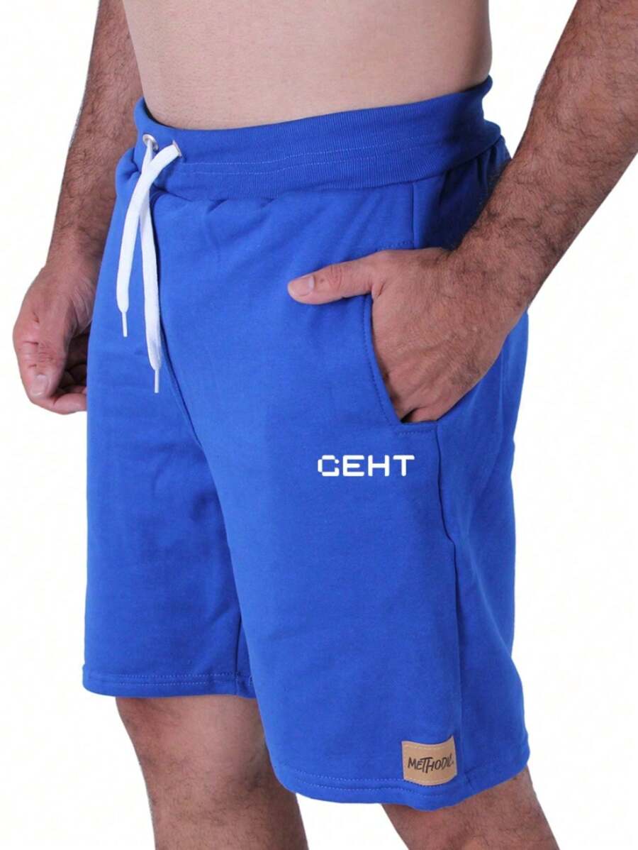 Men's Comfortable Gym Workout Shorts Geht Sweatpants Bermuda Shorts - Xanh đậm - Xem 1