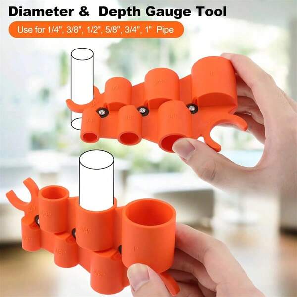 1pc Depth And Diameter Measuring Tool, 1/4" To 1", Debris Removing Tool, Push-In Type Pipe Fitting Disassembly Tool, Suitable For PVC, PPR, Brass, CPVC, PERT, Aluminum Pipes