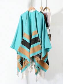 1 件简约条纹舒适保暖披肩领开衫 - 彩色 - 查看 15