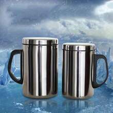 1pc Double-Wall Stainless Steel Cup With Lid, Insulated Coffee Travel Mug, Coffee Cup 14oz Capacity, Durable Beverage Container For Hot & Cold Drinks, Leakproof & Portable, 350/500ml