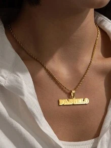 1PC Women's Custom Name Stainless Steel Necklace, Letter Plated Jewelry, Rotating Chain, Pendant, Jewelry Gift, 2024, Customizable Name Simple Daily Style, Products Include Gift Boxes, Valentine's Day Gifts, Birthday Gifts, Mother's Day Gifts, Daily Gifts Valentines