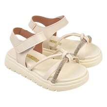 Women's Children's Flat Sandal With 1 Straight Strap, 1 Rhinestone And A Roller Knot - 香檳色 - 查看 2