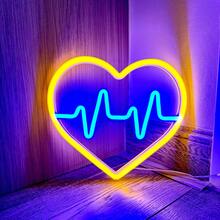 1 Stück Neon Herz-förmiges Dekorationslicht, Neon-Schild Größe 9.64x8.56in/24.5x21.5cm, batterie- oder USB-betriebenes LED-Dekorationslicht für Wand, Zimmer, Zuhause, Feiertage, Heiratsantrag, Geburtstag, Valentinstag, Muttertag, Abschluss, Weihnachten