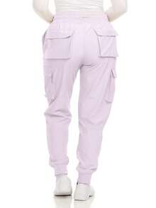 Women's Cargo Scrub Jogger Pants – 4-Way Stretch, Elastic Waist, Multiple Utility Pockets, Wrinkle-Resistant, Workwear For Nurses & Healthcare Professionals - TRUE LAVENDER - View 3