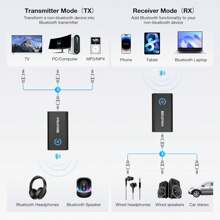 Bluetooth 5.2 Adapter Transmitter, Bluetooth Receiver 2-In-1 Mini Wireless Transmitter/Receiver With 3.5mm Audio Cable, Dual Link AptX Adaptive Bluetooth Adapter For Airplane/PC/TV/Car/Gym