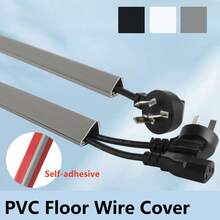 1pc 1.96x39.37inch PVC Floor Wire Cover Cord Management Channel, 1pc Invisible Decorative Wire Cover, Anti-Step Protector, Adhesive Soft Cable Raceway With End Caps - Multicolor - View 2