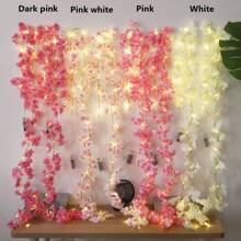 1 pièce Guirlande lumineuse de 2 m de fleurs de cerisier artificielles blanches, lumières décoratives de vigne de fleurs de cerisier rose toujours verte pour la décoration de fête d'anniversaire, mariage, événement et maison