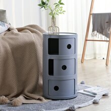 LIVINGANDHOME Living And Home Cylindrical Multi-Tiered Plastic Storage Drawer Unit - Grey - View 1