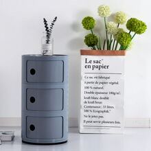 LIVINGANDHOME Living And Home Cylindrical Multi-Tiered Plastic Storage Drawer Unit - Grey - View 3