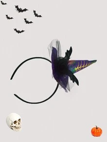 1 件装万圣节多色网状女巫帽头饰蝙蝠南瓜派对女巫头饰 - 彩色 - 查看 5