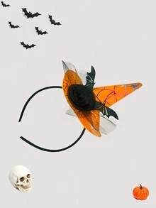 1 件装万圣节多色网状女巫帽头饰蝙蝠南瓜派对女巫头饰 - 彩色 - 查看 2