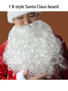 1 Pezzo Decorazione natalizia - Parrucca di Babbo Natale carina, sopracciglia, decorazioni per feste natalizie per uomo e donna, accessori di scena, accessori fotografici, regalo di Natale, scelta ideale per regali, traspirante, riutilizzabile, lavabile, con ponte nasale regolabile, in tessuto cubico confortevole