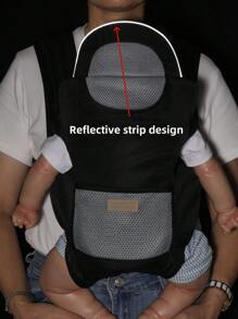 4 季前背腰部婴儿背带，轻便一体式婴儿腰部座椅 - 黑色 - 查看 11