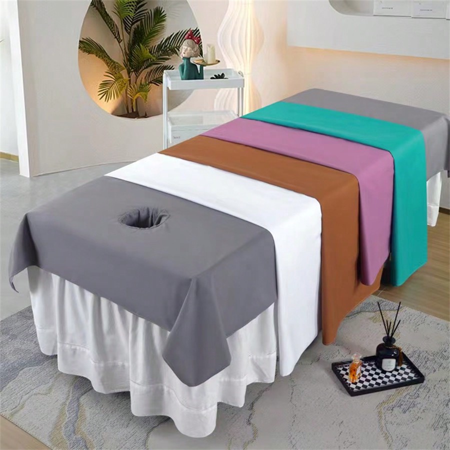 1pc Waterproof & Oil-Resistant Spa Massage Bed Sheet - Machine Washable, Polyester, Perfect For Beauty Salons
