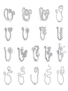 9 件 18 件鼻套 银色金色鼻套 适合非穿孔鼻子 非洲鼻套 假鼻环 鼻套夹式鼻套 非穿孔假鼻套 银色鼻套 金色鼻套 蝴蝶鼻套 花套 女士鼻环 - nose cuff - 查看 17