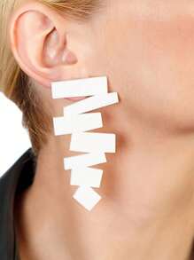 1 Pair New Arrival Asymmetrical Shaped Versatile Earrings - White - View 2