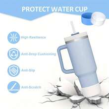 3 phụ kiện cho cốc, 1 nắp ống hút nơ, 1 ủng silicon, túi đựng bảo vệ đáy bình nước, 1 dây chuyền trang trí cho cốc 40oz/30oz có tay cầm - Hồng - Xem 8