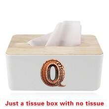 北欧风纸巾盒，竹盖实木收纳盒，桌面餐巾纸架，车载纸巾盒，宿舍收纳盒，节日装饰收纳盒，适合家庭办公室使用，可定制姓名首字母（26个字母）图案 - 白色 - 查看 9